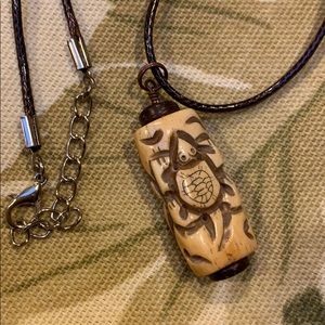 2/$15 Carved Bone Tiki Totem Turtle Necklace